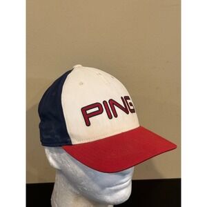 Ping Golf Hat Mens Snapback Cap Red White Navy Blue Colorblock Logo Adjustable